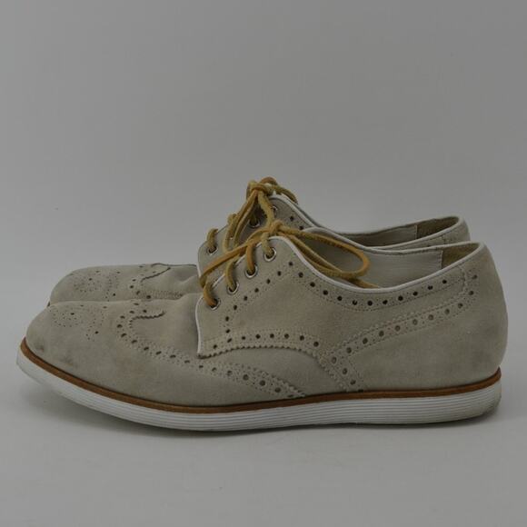 Santoni Wingtip Men's Size 10.5 Oxford Lace Up Preppy Beige - Picture 12 of 16